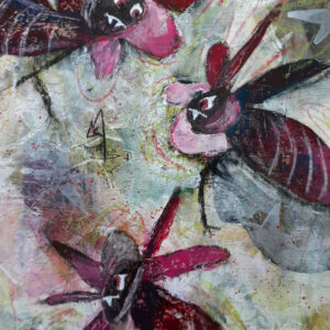 In The Air from El Circo de Animales Extraños collection mixed media original art by Monette Satterfield