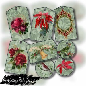 Vintage Christmas Printable Tags, DIGITAL DOWNLOAD, Holiday & Gift Printable