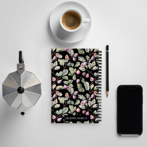 Elegant Fig and Floral Spiral Notebook in Plum – Perfect for Journaling, Notes, and Gift Giving - Image 2